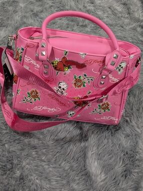 Ed Hardy Pink Tattoo Print Lunch Tote